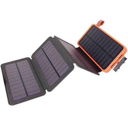 Solar power bank with fixed or detachable solar mats. 5V Dual USB
